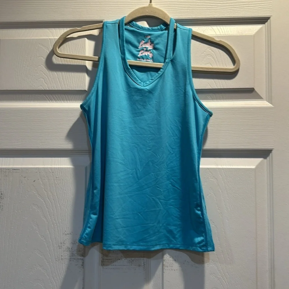 Lucky in Love Girls Core Cutout Blue Tank Top L 14 Tennis Athletic Aqua